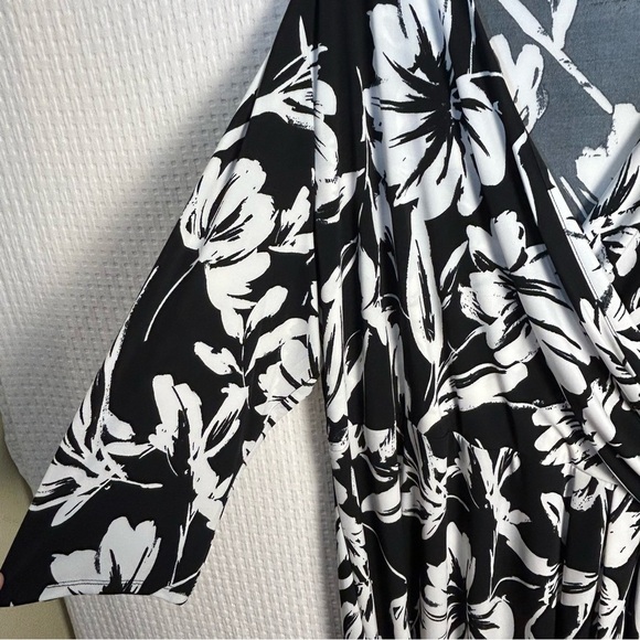 NEW Investments Soft Separates Womens 3X Dress Midi Faux Wrap Jersey Knit Floral - Picture 10 of 13